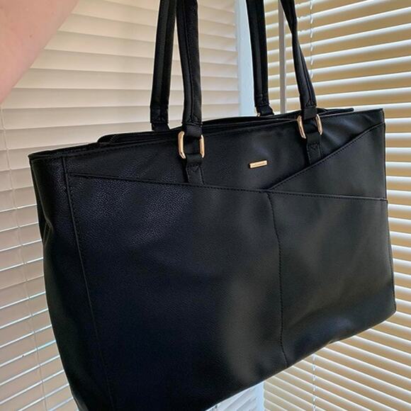 Laptop Tote Bag for Women 15.6 Inch Waterproof Leather Computer Bags- Black - Picture 1 of 7